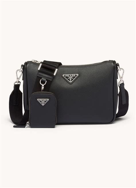 Prada Crossbodytas van leer • Zwart • de Bijenkorf